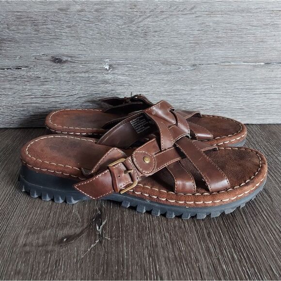 Vintage 90s Rugged Outback Brown Strappy Chunky Sandals Size 11 - Picture 1 of 8